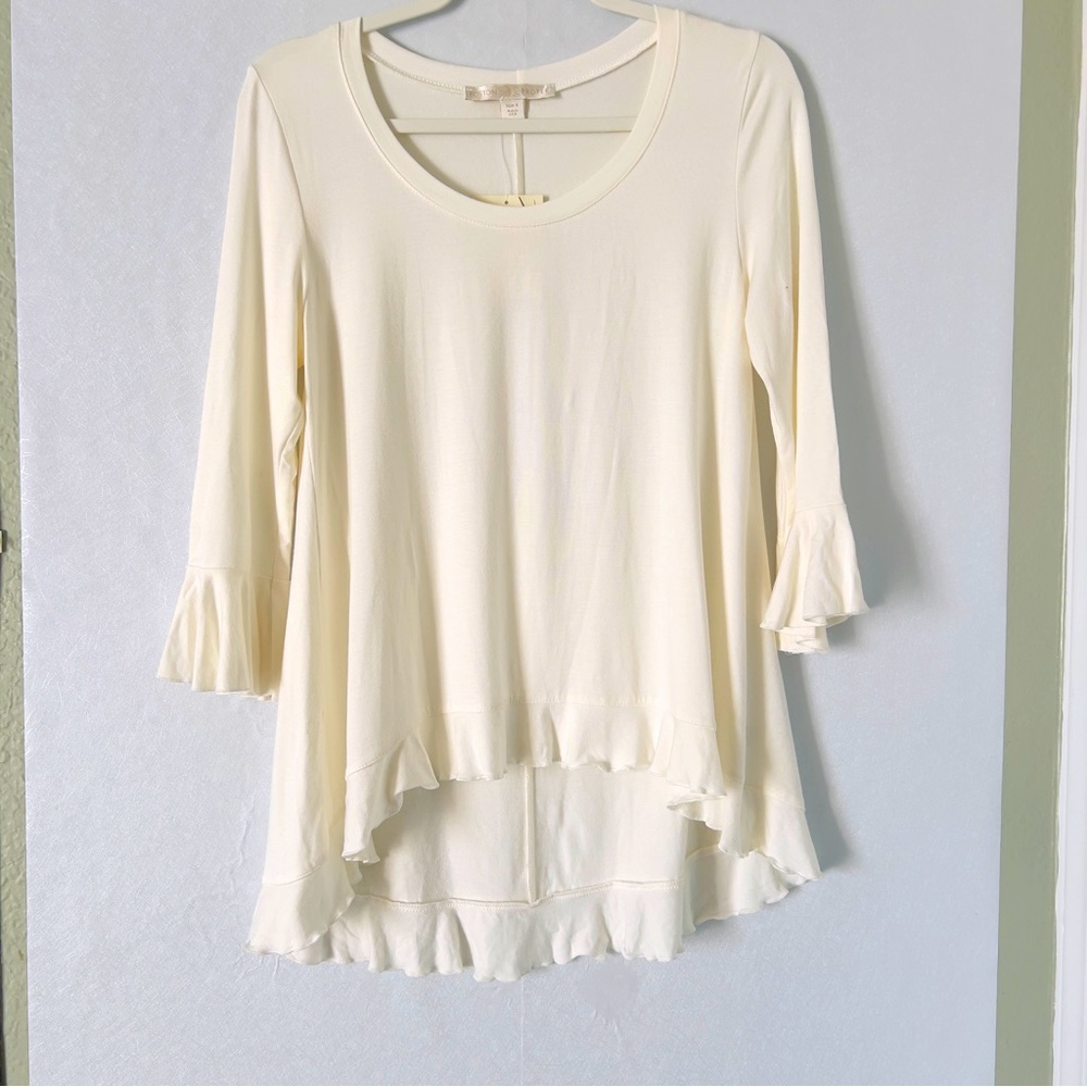 BP Ivory  Peplum Tee Size S NWT